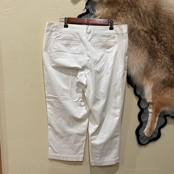 Loft Size 12 White Wide Leg Cropped Julie Pants Summer Vacation - Picture 2 of 6